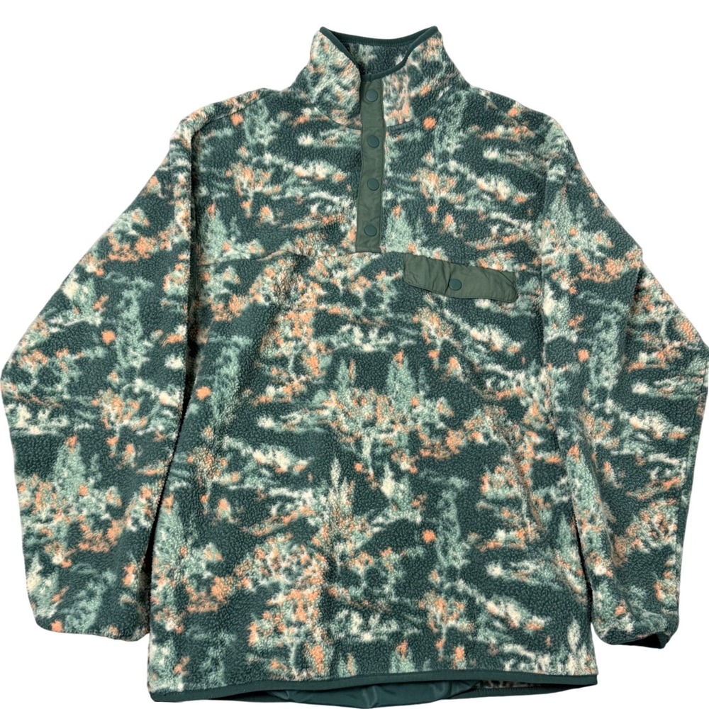 Goodfellow Fleece Pullover‎ Mens Small Sweater Camo Green Jacket Sweatshirt